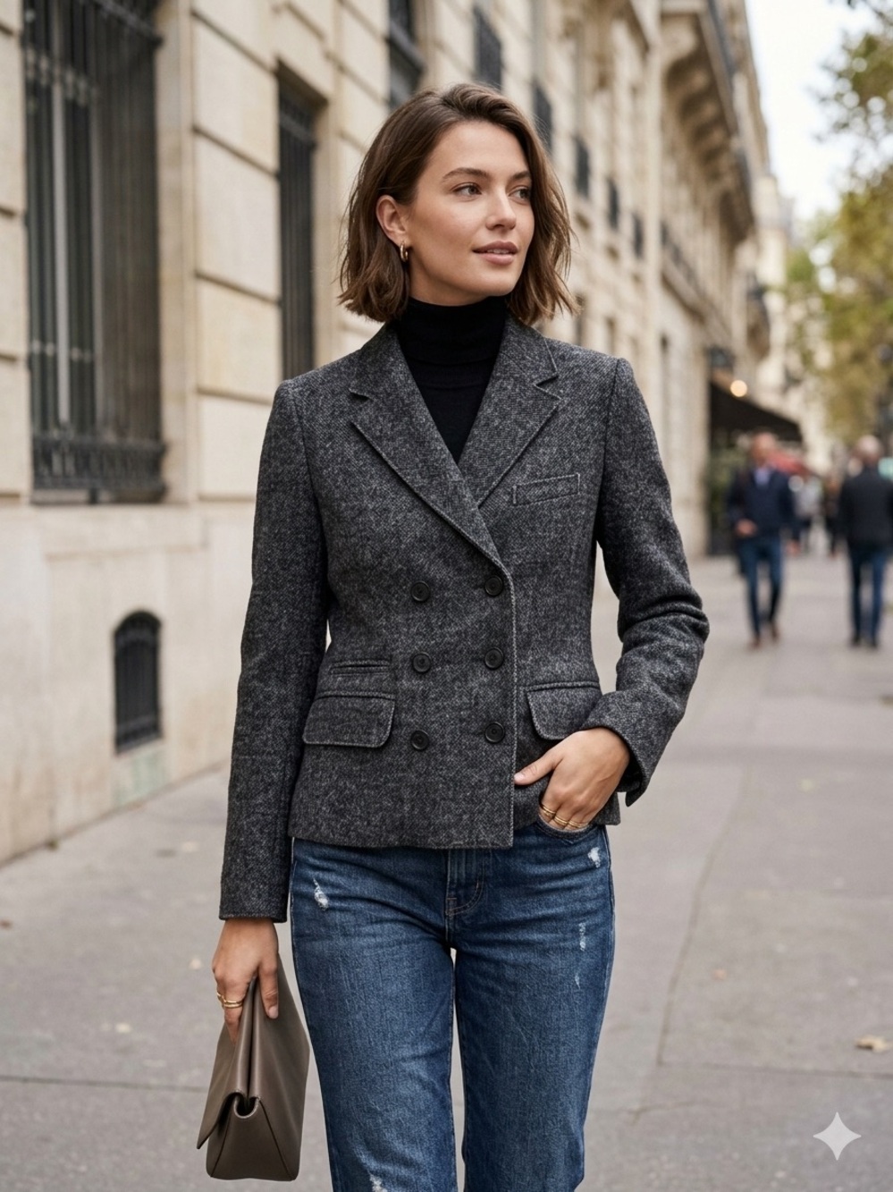 J. Crew Double-Breasted Charcoal Gray Wool Blend Blazer